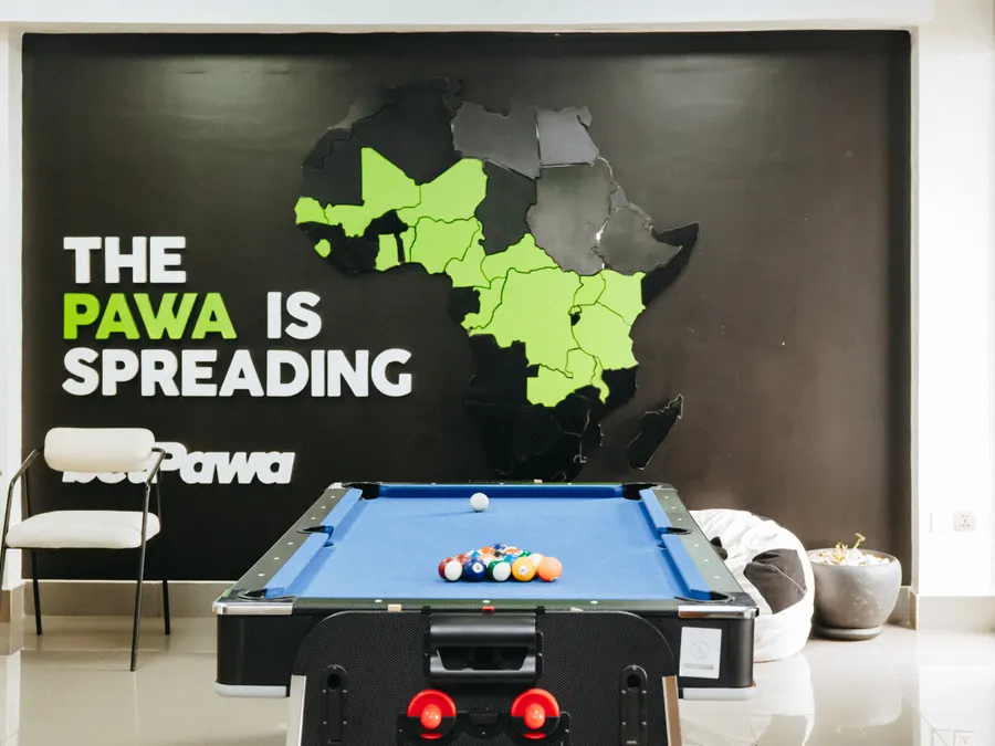 Remote work setup with pawaTech branding